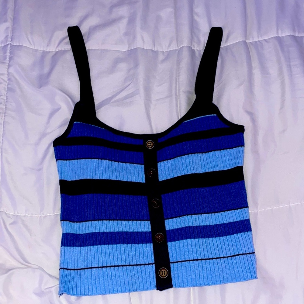Multiple shades of blue, buttons in the front, tank top, Cotton On